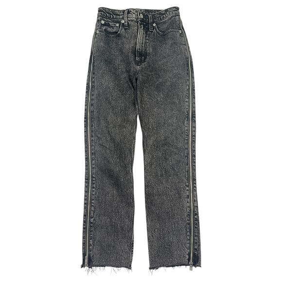 Abercrombie A&F Ultra High Rise Denim Mom Jeans Size Zippers Washed Black 25 0S - Picture 1 of 7